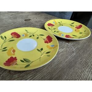 Set Of 2 Plates Spode Buttercup Faire Meadow Yellow Floral Kim Parker 2007